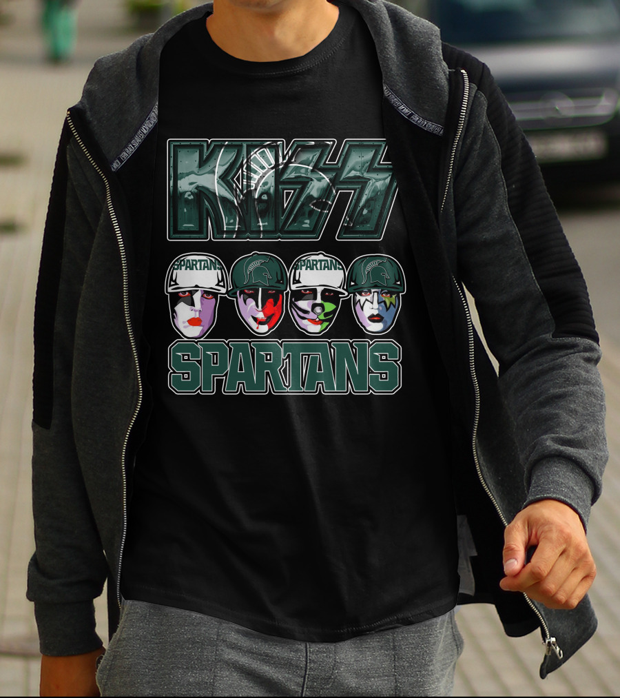 KISS Michigan State Spartans Band Face Makeup Fan Mashup T-Shirt