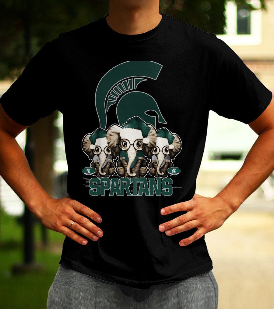 Elephant Christmas Michigan State Spartans Trio T-Shirt