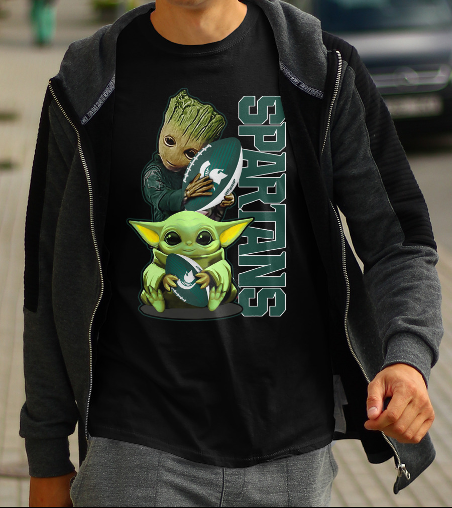 Grzd Michigan State Spartans Baby Alien And Tree Character Football T-Shirt