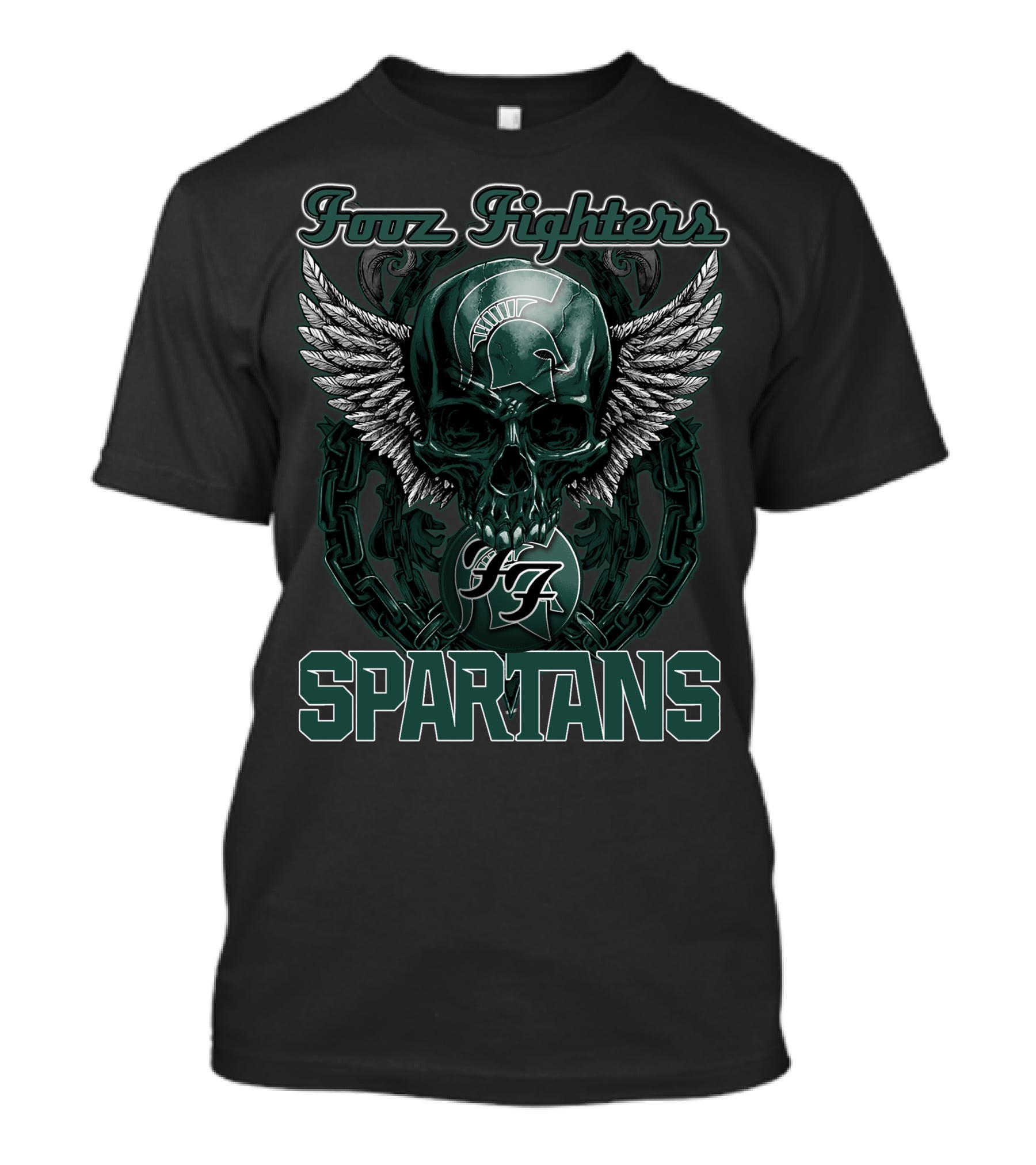 Fozz Fighters Michigan State Spartans Winged Skull T-Shirt