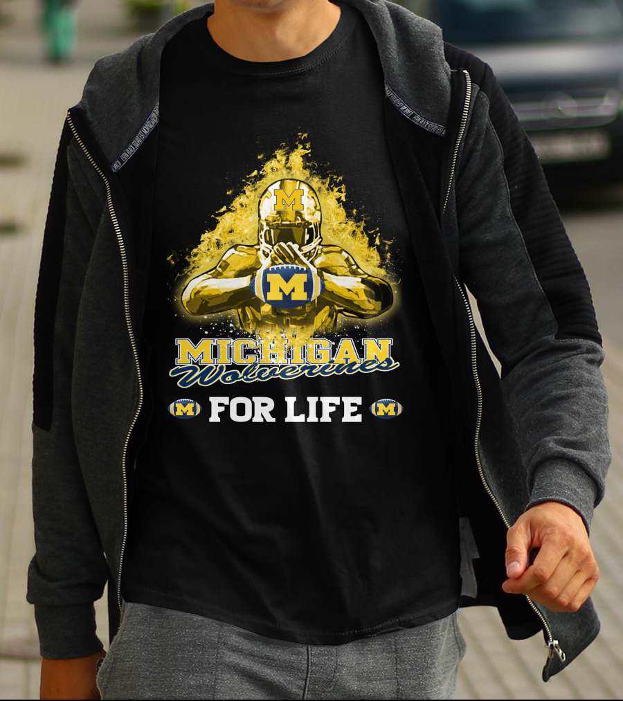 Michigan Wolverines For Life Football Explosion M T-Shirt