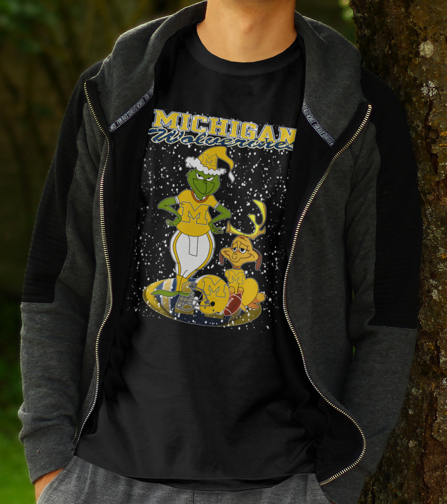 Michigan Wolverines Grinchxmas Holiday Football T-Shirt