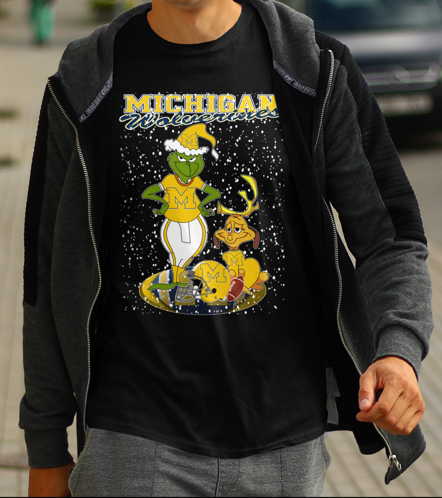 Michigan Wolverines Grinchxmas Holiday Football T-Shirt