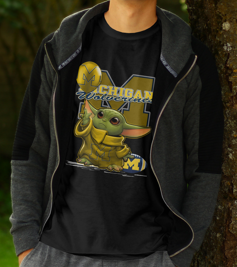 Yoda Michigan Wolverines Football Balloon T-Shirt