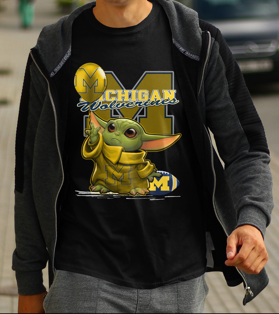 Yoda Michigan Wolverines Football Balloon T-Shirt