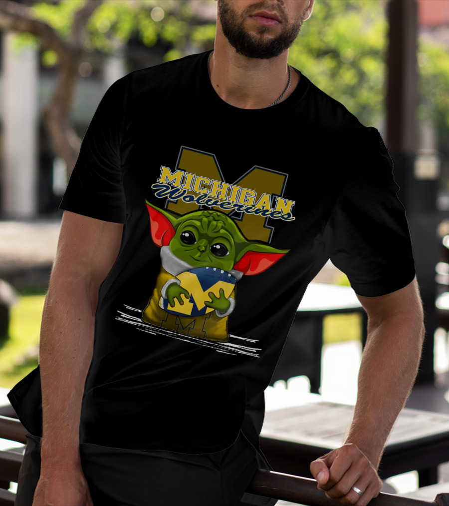 Michigan Wolverines Yoda Holding Football T-Shirt