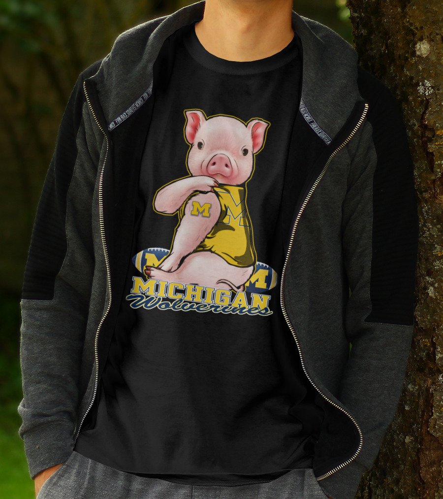 Michigan Wolverines Pig Football T-Shirt