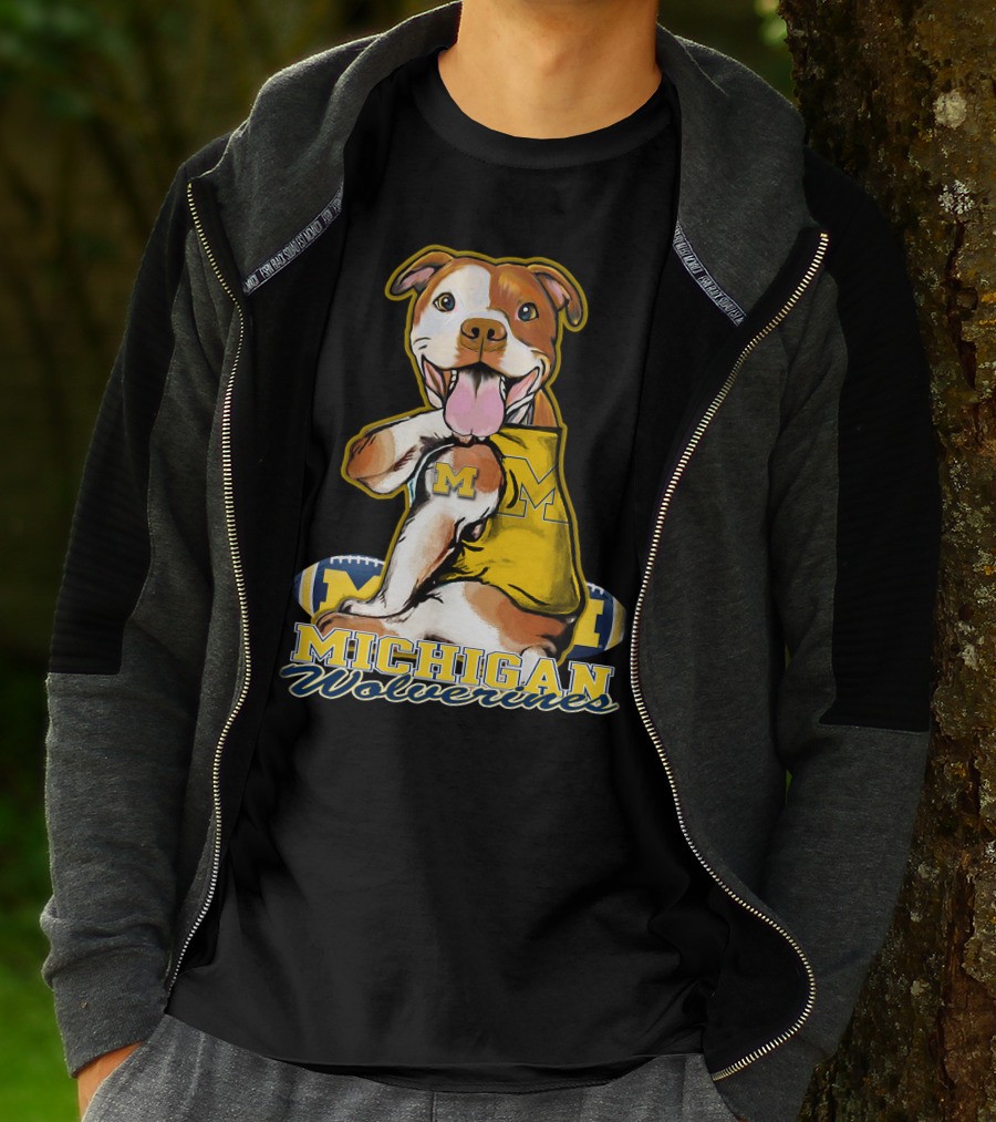 Pittbull Michigan Wolverines M Football Fan T-Shirt