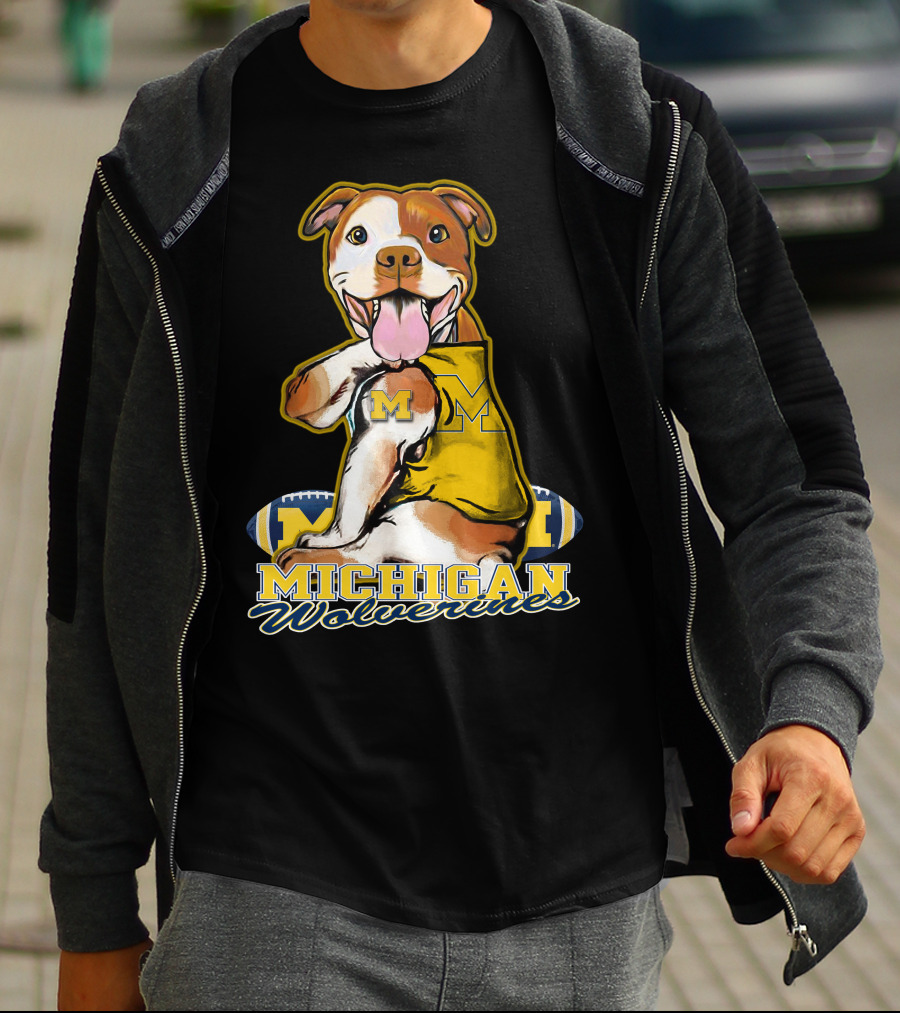 Pittbull Michigan Wolverines M Football Fan T-Shirt