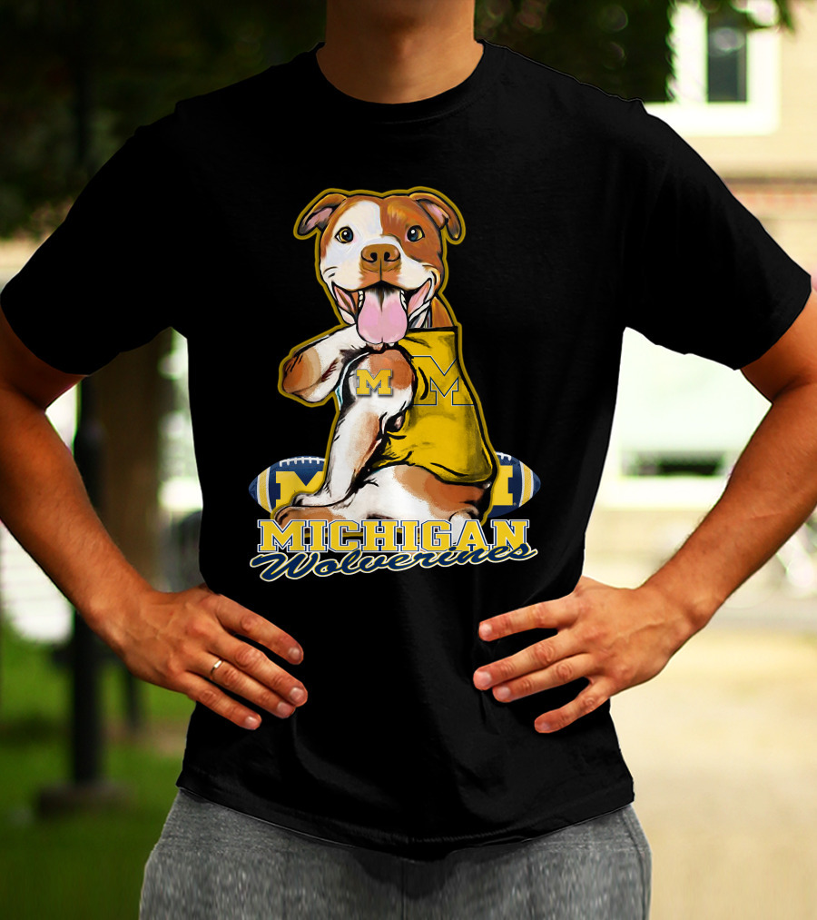 Pittbull Michigan Wolverines M Football Fan T-Shirt