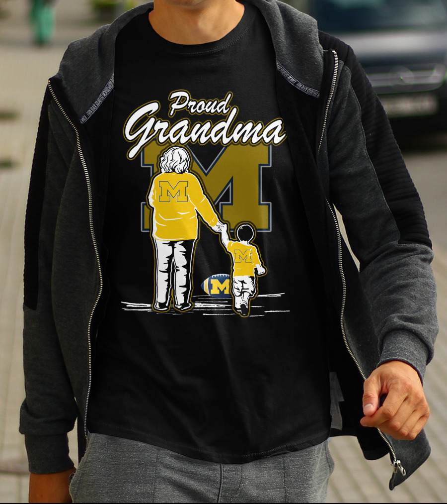Proud Grandma Michigan Wolverines Football Fan With Large 'M' T-Shirt