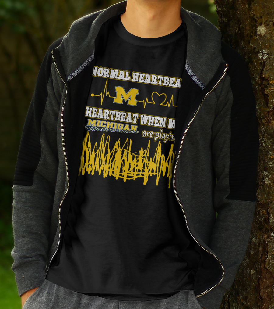Normal Heartbeat M Heartbeat When My Michigan Wolverines Are Playing T-Shirt