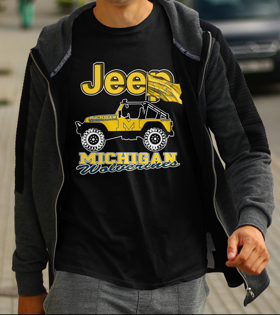 Jeep Michigan Wolverines Flag T-Shirt