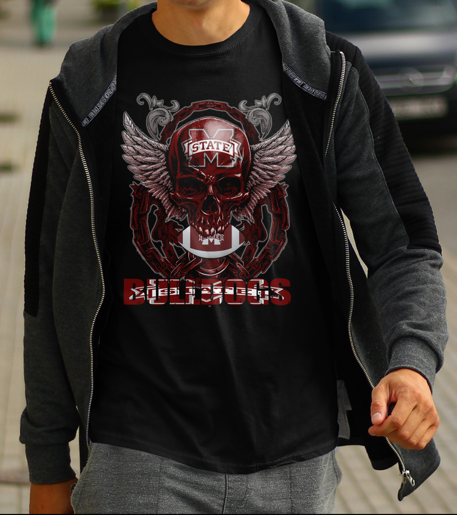 Skullfb Mississippi State Bulldogs Winged Skull T-Shirt