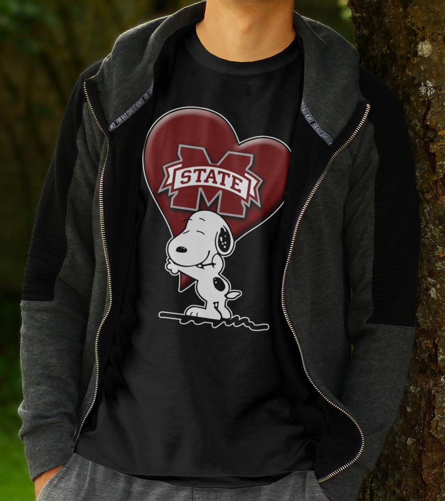 Snoopy Mississippi State Bulldogs Heart T-Shirt