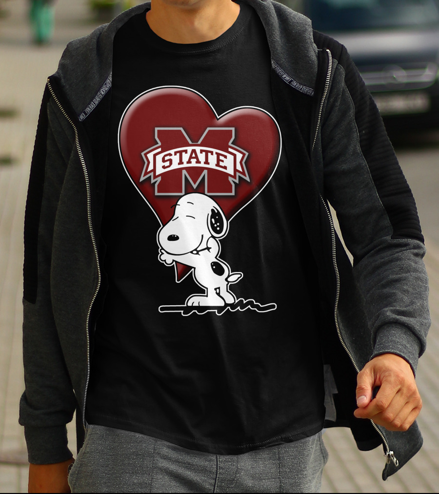 Snoopy Mississippi State Bulldogs Heart T-Shirt