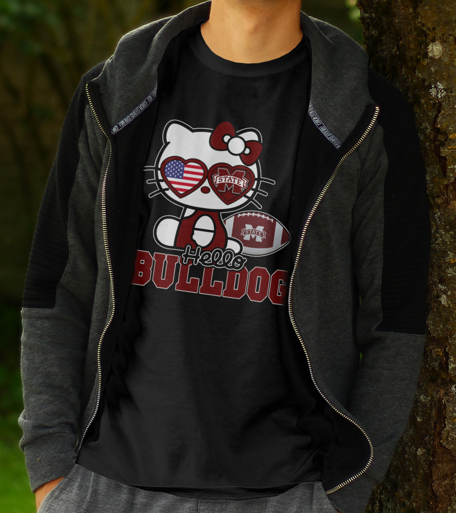 Hellokitty State Bulldogs Football USA Flag T-Shirt