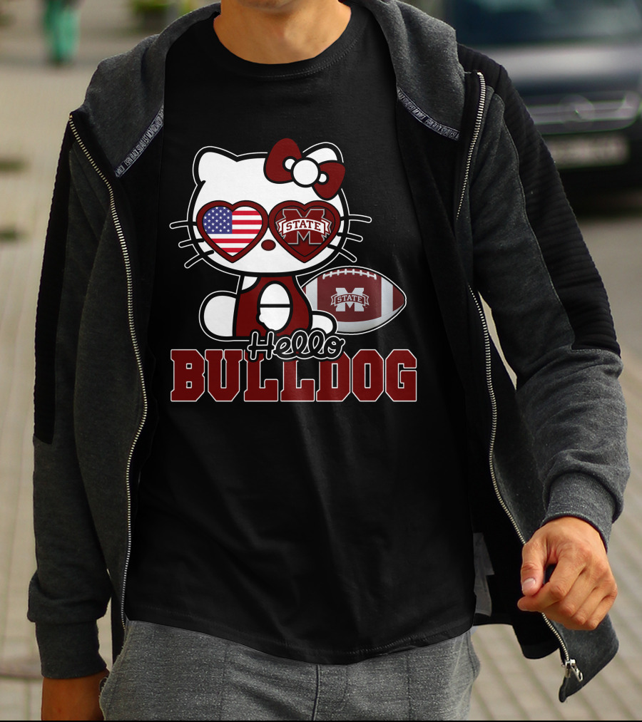 Hellokitty State Bulldogs Football USA Flag T-Shirt