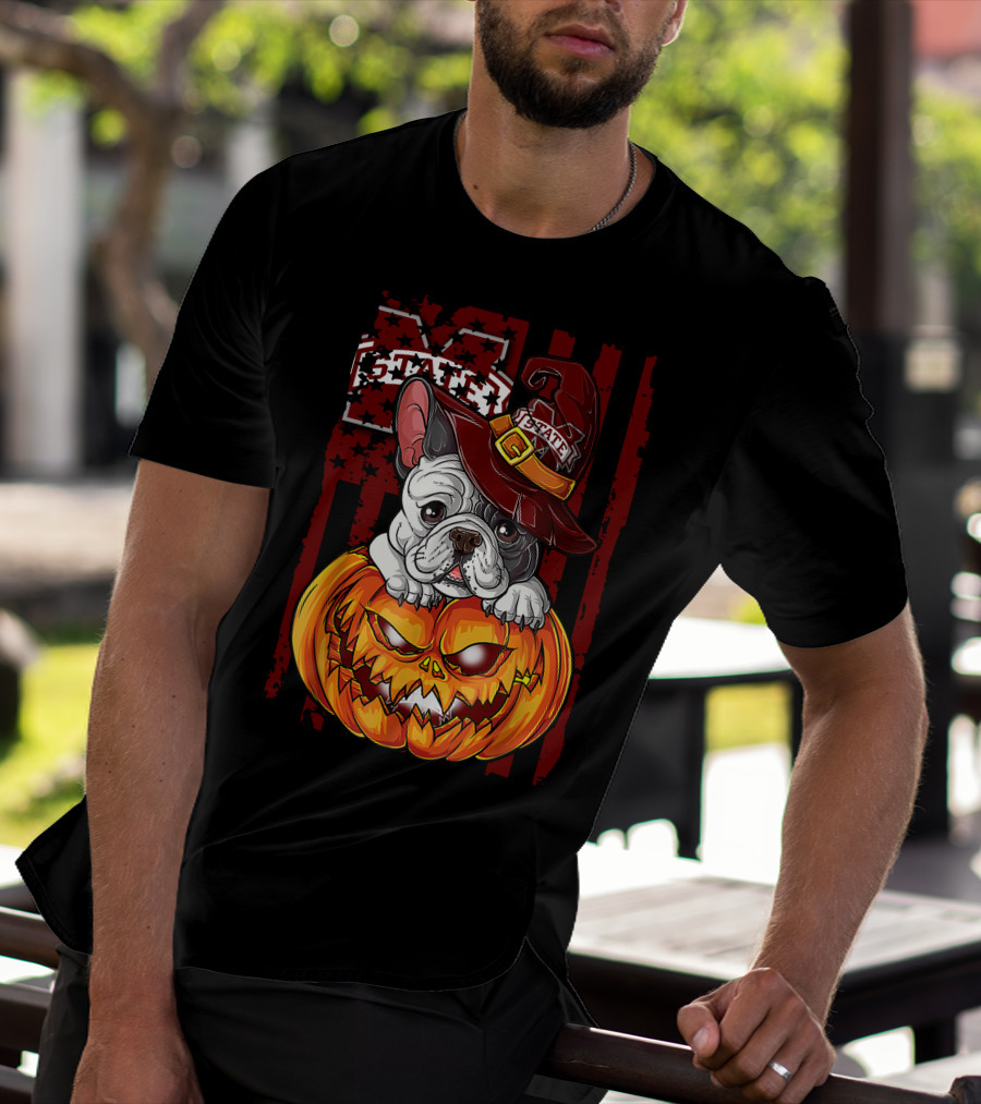 Hlw Bulldog Mississippi State Bulldogs Halloween Pumpkin Wizard Hat T-Shirt