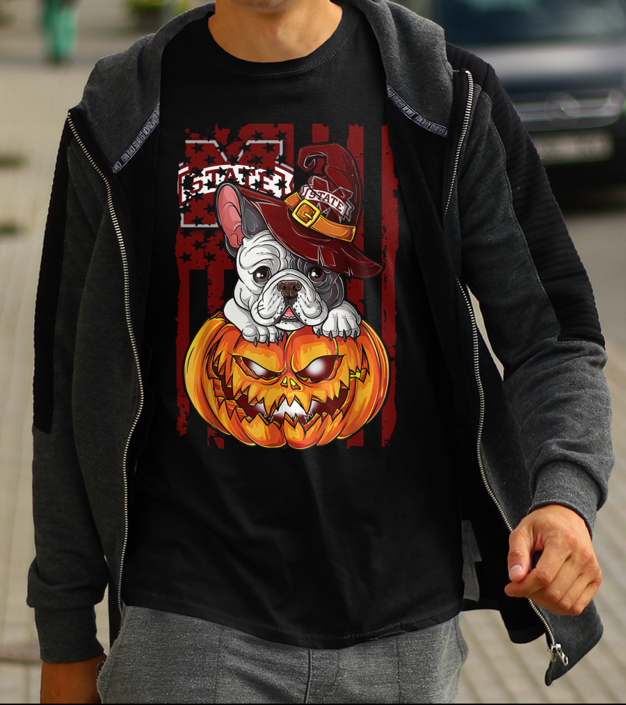 Hlw Bulldog Mississippi State Bulldogs Halloween Pumpkin Wizard Hat T-Shirt