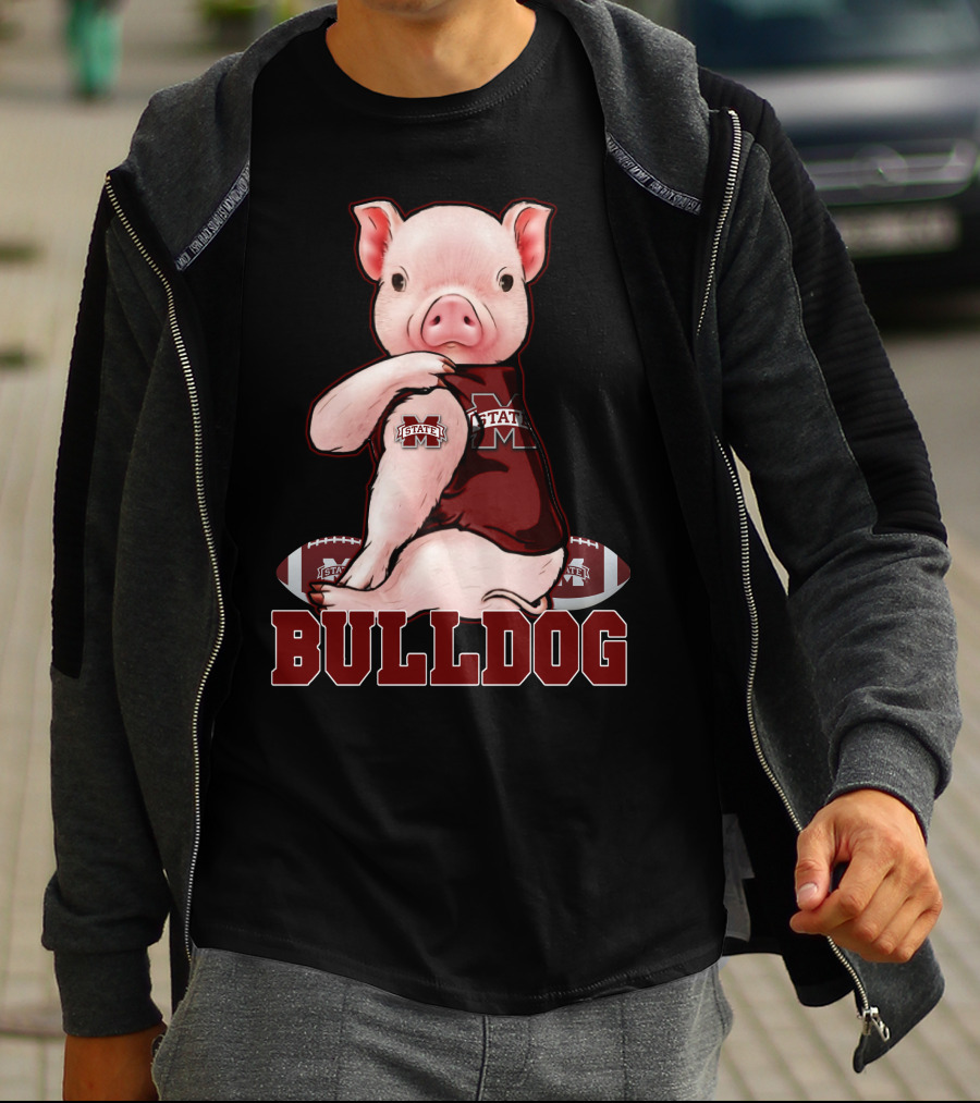 Mississippi State Bulldogs Pig With Football And Team T-Shirt