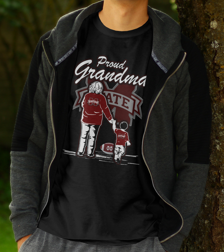 Proud Grandma Mississippi State Bulldogs Vintage Style Family Football Fan T-Shirt