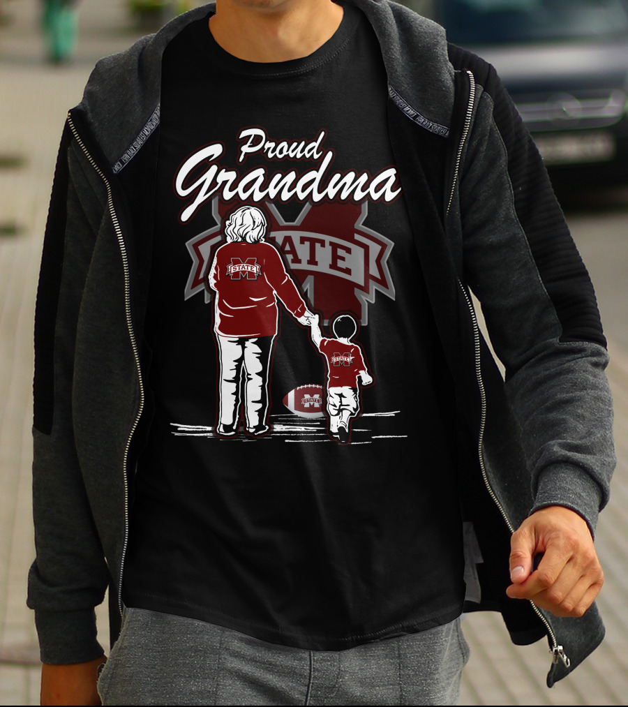 Proud Grandma Mississippi State Bulldogs Vintage Style Family Football Fan T-Shirt