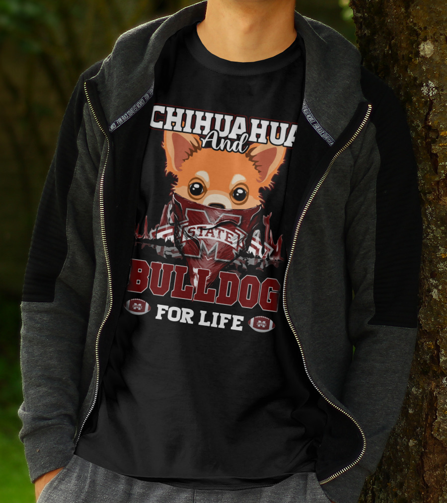 Chihuahua And Bulldog Mississippi State For Life T-Shirt