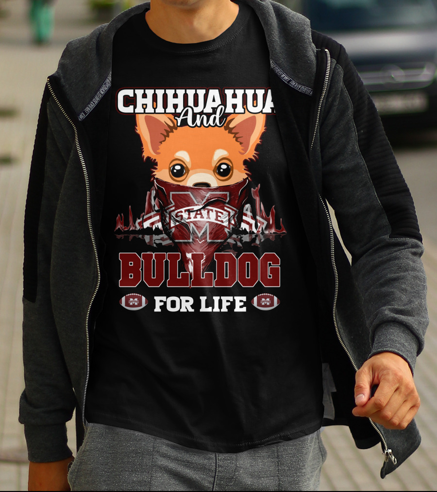 Chihuahua And Bulldog Mississippi State For Life T-Shirt