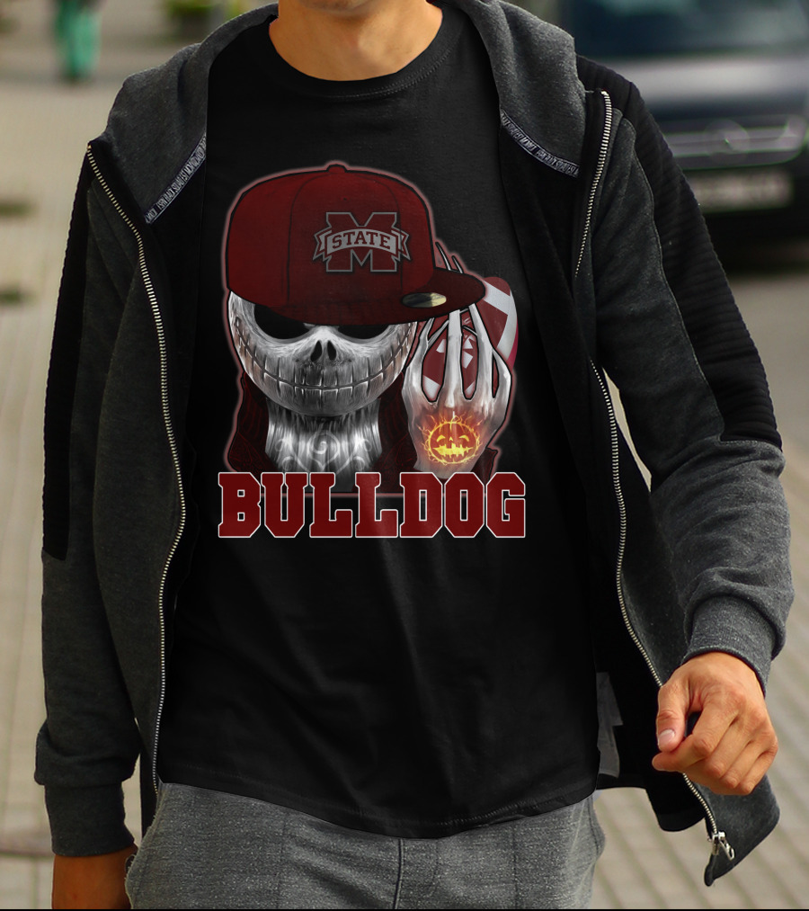 Mississippi State Bulldogs Skull Jack O' Lantern Bulldog T-Shirt