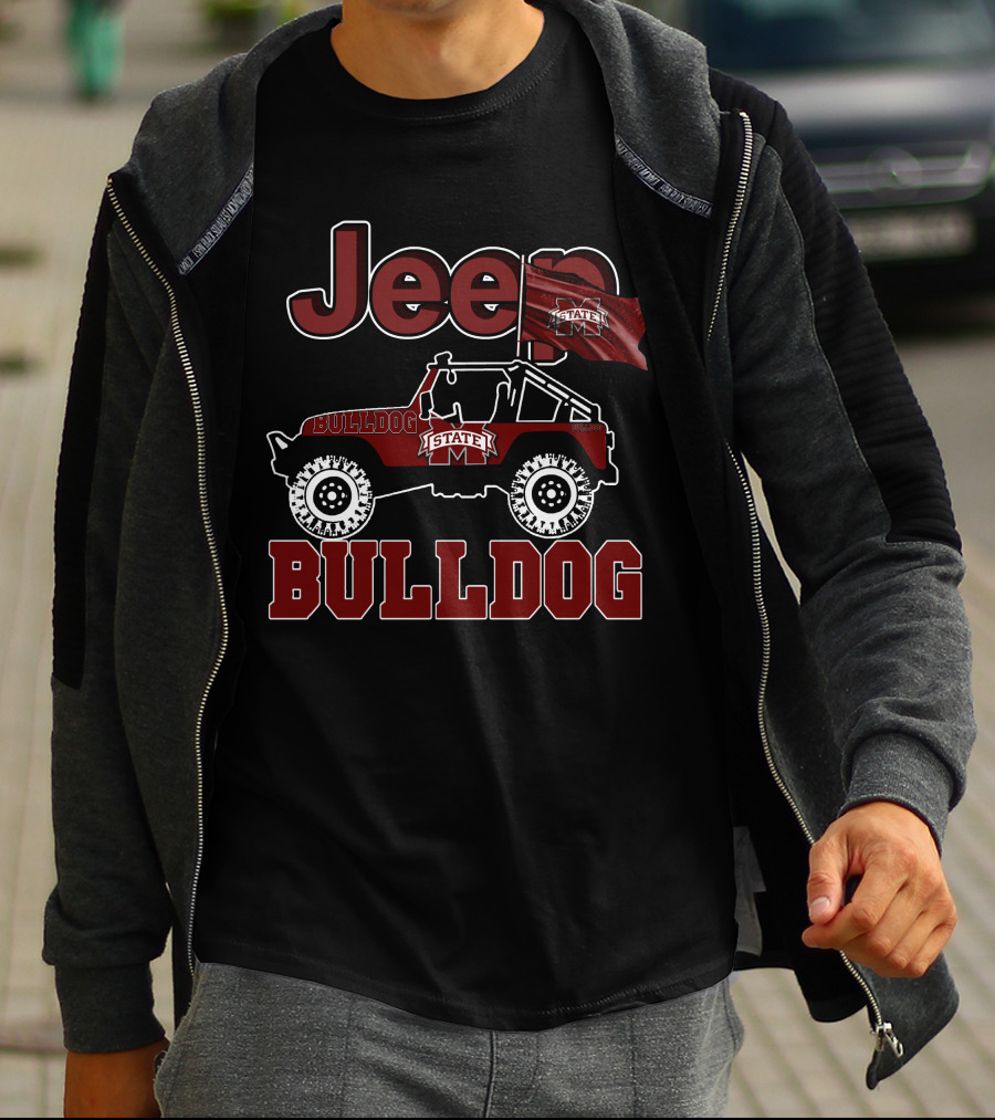 Jeep Mississippi State Bulldog State Flag Rugged T-Shirt