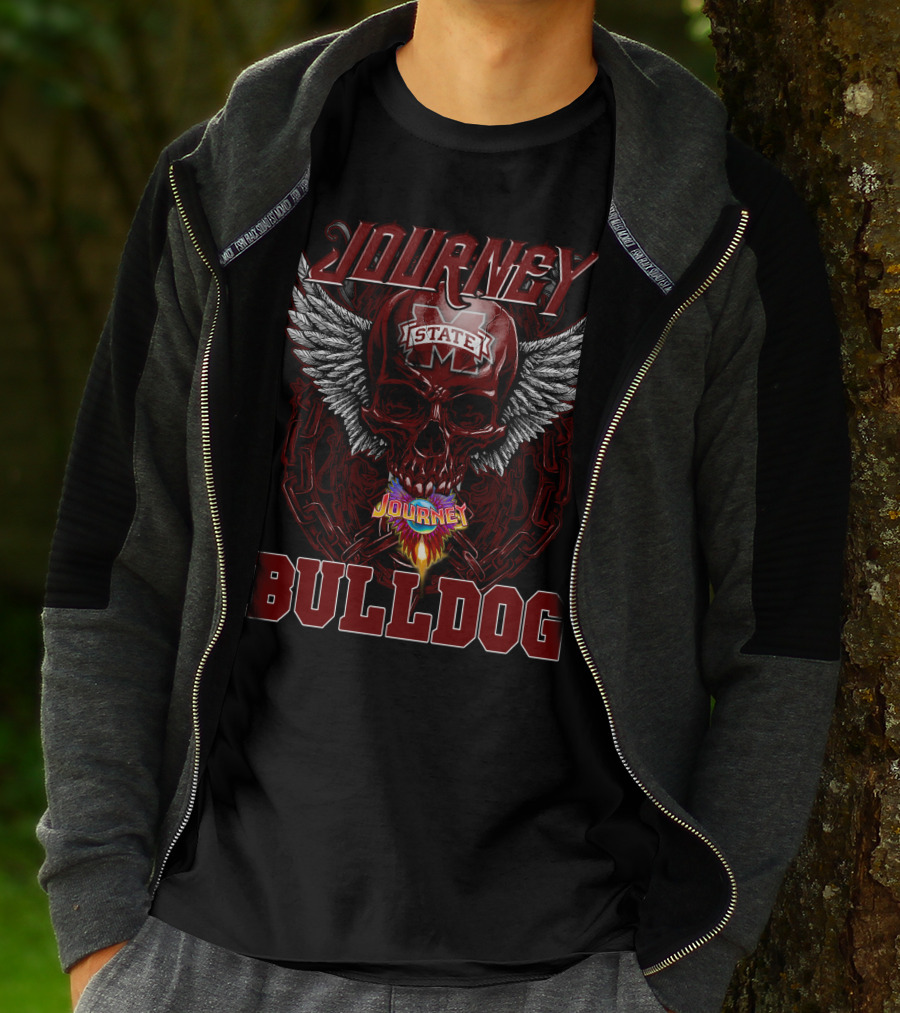 Journey Mississippi State Bulldogs Skull Wings Flame T-Shirt