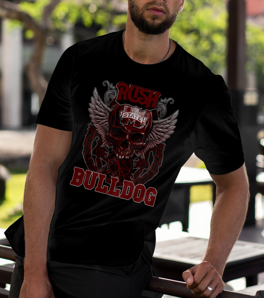 Rush Mississippi State Bulldog Winged Skull T-Shirt