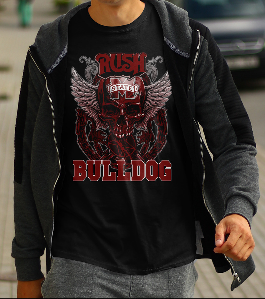 Rush Mississippi State Bulldog Winged Skull T-Shirt