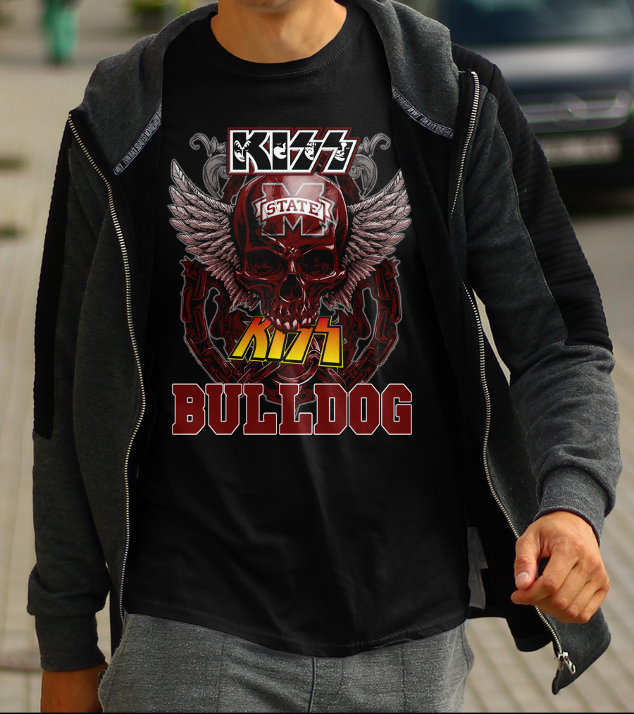 KISS Mississippi State Bulldogs Winged Skull T-Shirt