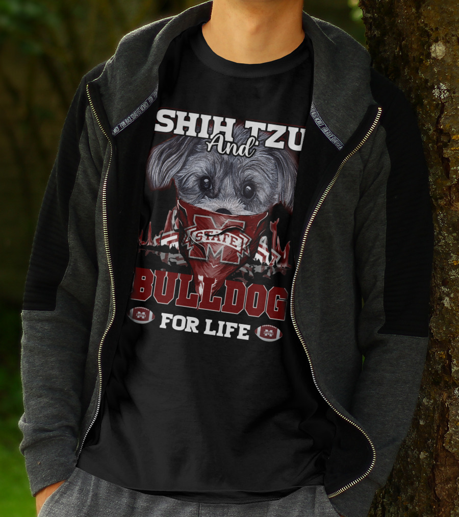 Shih Tzu And Bulldog For Life Mississippi State T-Shirt
