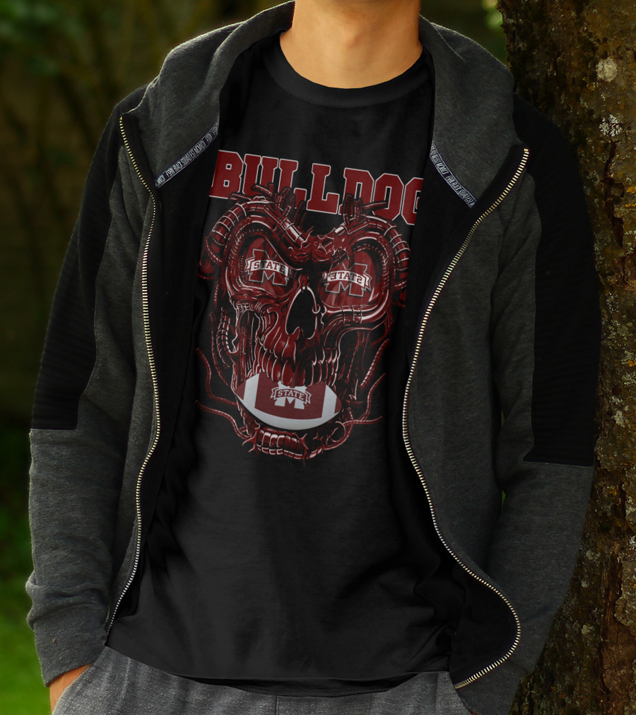 Bulldog Dragonskull Mississippi State M Football T-Shirt