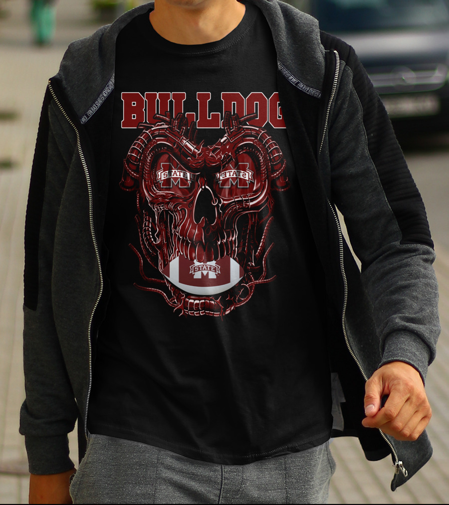 Bulldog Dragonskull Mississippi State M Football T-Shirt