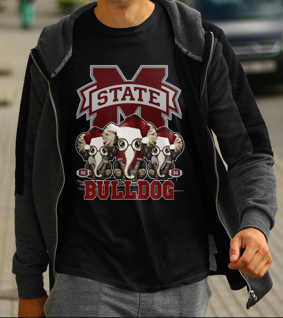 State Bulldog Elephan Xmas Mississippi T-Shirt