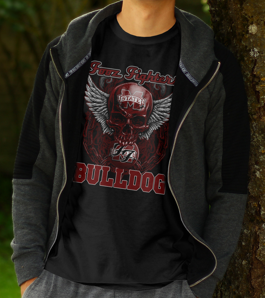 Foo Fighters Mississippi State Bulldogs Winged Skull T-Shirt