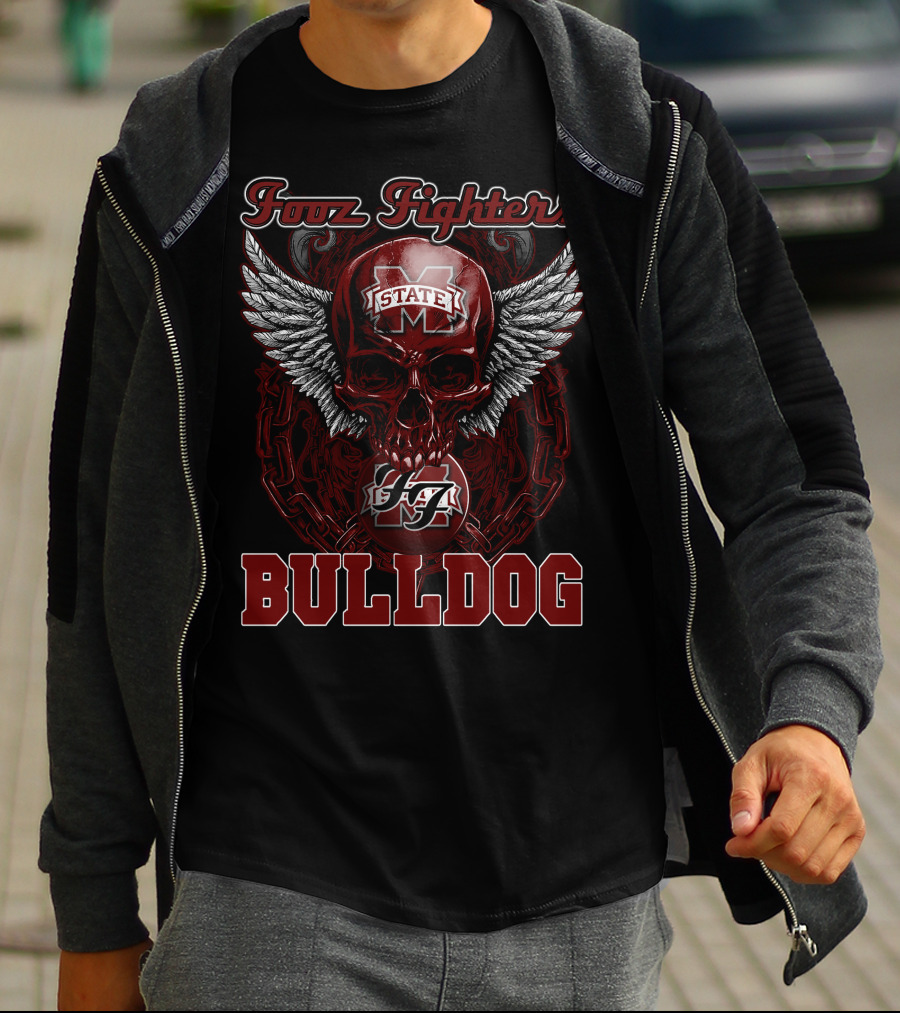 Foo Fighters Mississippi State Bulldogs Winged Skull T-Shirt