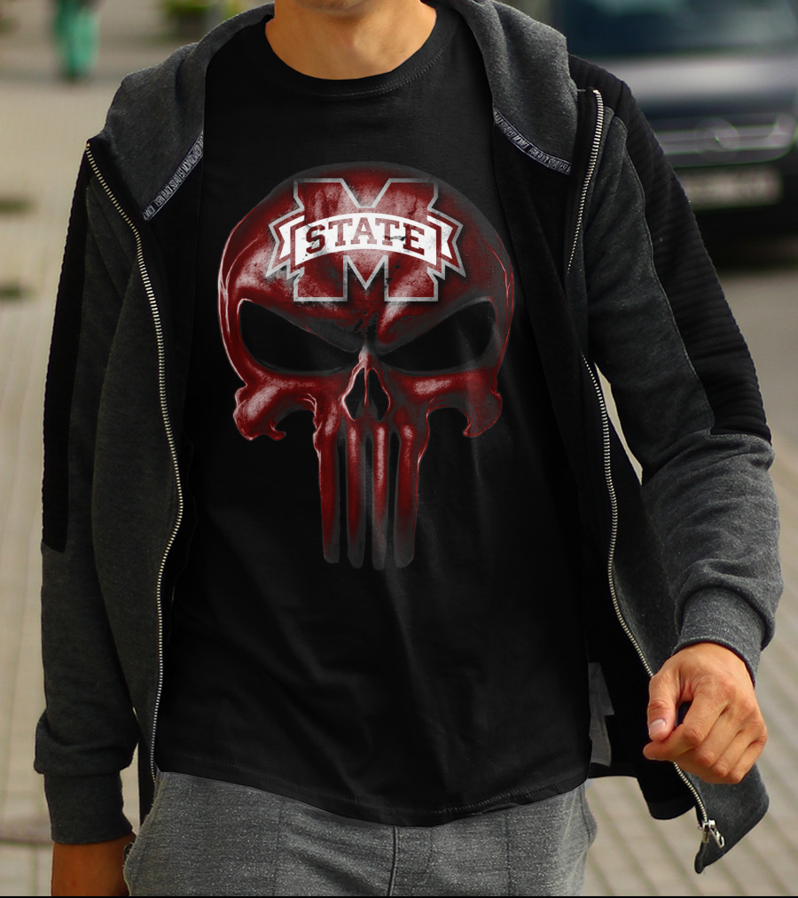 Mississippi State Bulldogs M Logo Skull T-Shirt