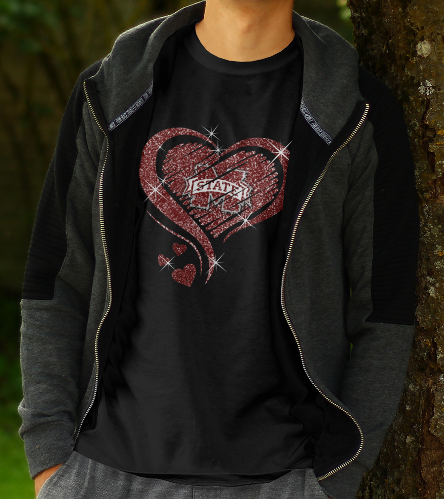Mississippi State Bulldogs Glitter Heart T-Shirt