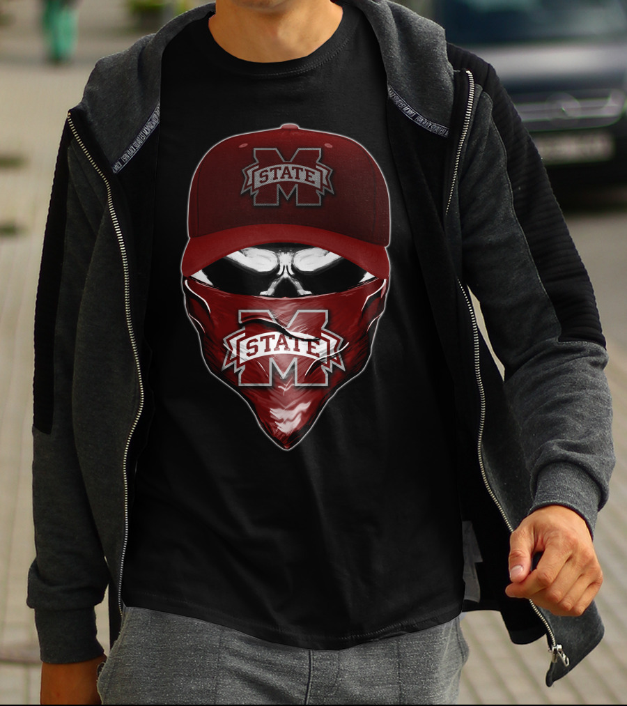 Skull Mississippi State Bulldogs Bandana And Hat T-Shirt