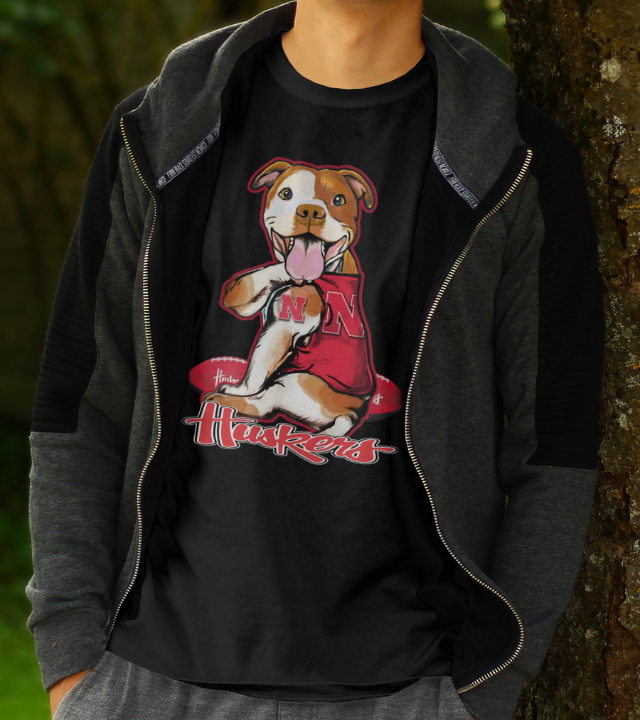 Huskers N Football Dog Nebraska Cornhuskers T-Shirt