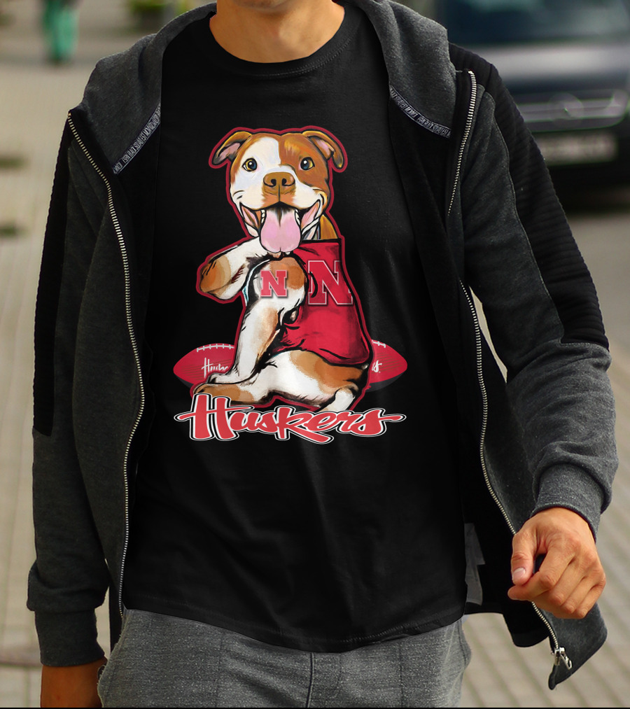 Huskers N Football Dog Nebraska Cornhuskers T-Shirt