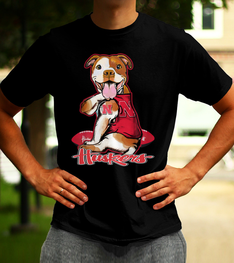 Huskers N Football Dog Nebraska Cornhuskers T-Shirt