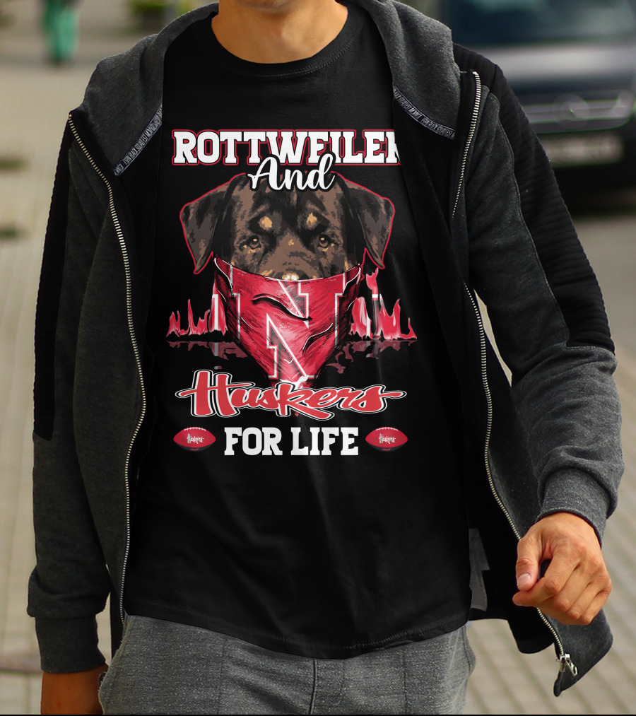 Rottweiler And Huskers For Life Nebraska Cornhuskers T-Shirt