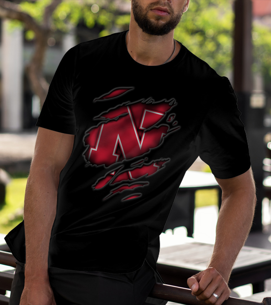 Torn Nebraska Cornhuskers N Logo Claw Marks T-Shirt