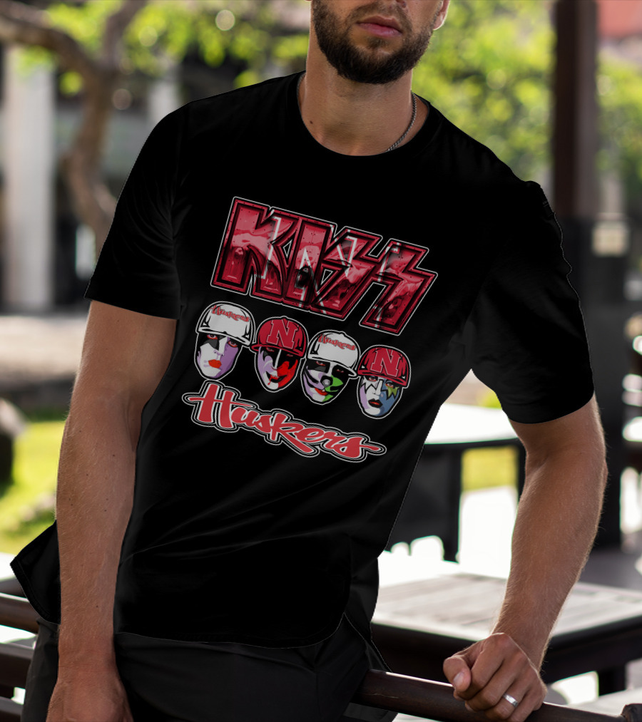 Kiss Nebraska Huskers N Cornhuskers Faces T-Shirt